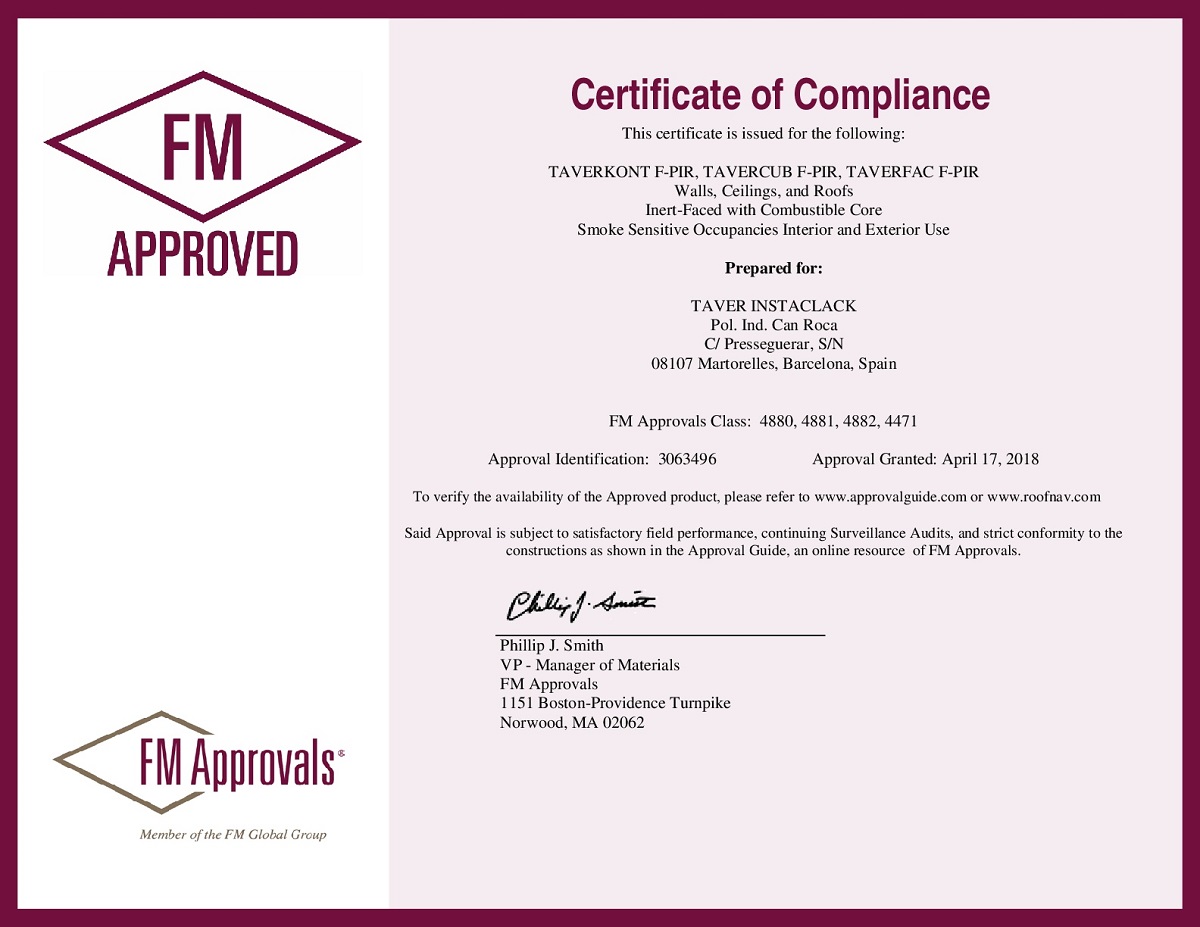 FM APPROVED® CERTIFICATE 1